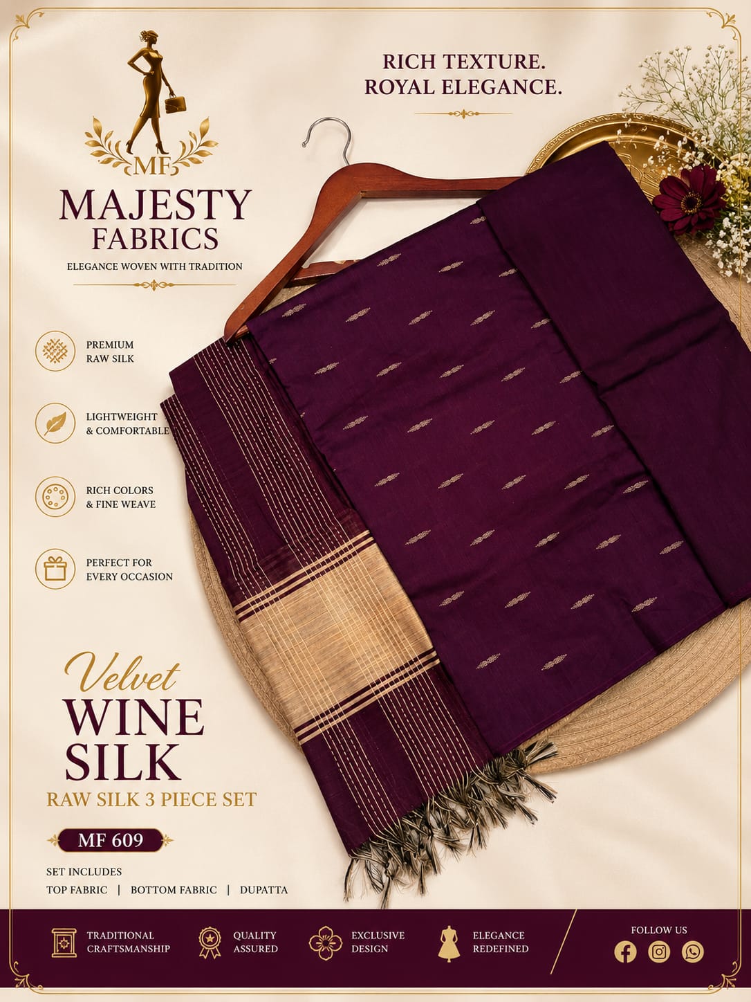 Premium Raw Silk Chudithar